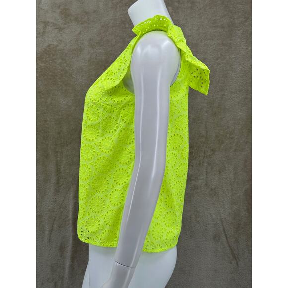 Lilly Pulitzer Top Womens XS Lina Sleeveless Eyelet‎ Prickly Pear Yellow Preppy - Picture 4 of 11